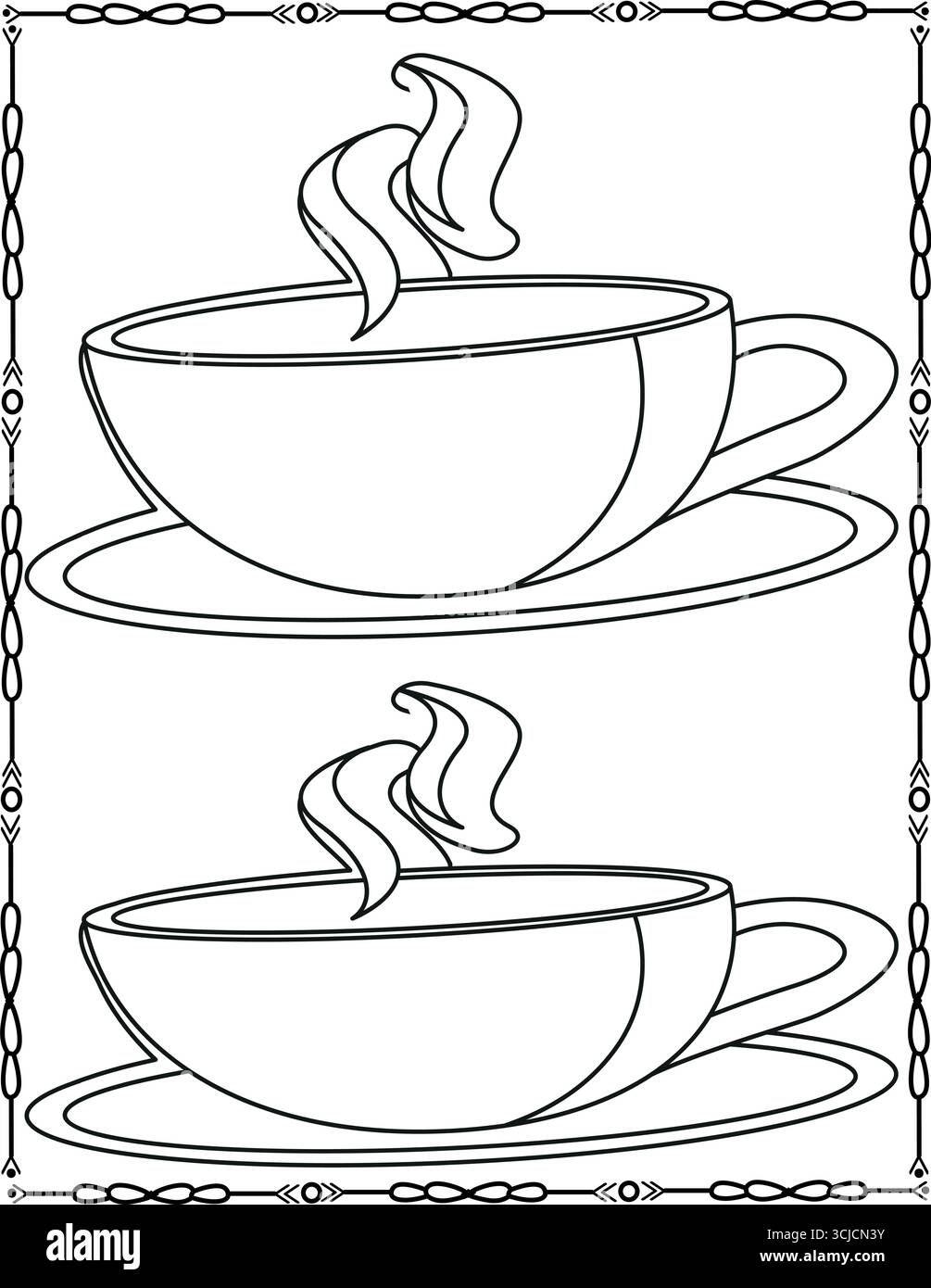 Coloriage de tasse – illustration imprimable de tasse à café et de thé pour enfants Illustration de Vecteur