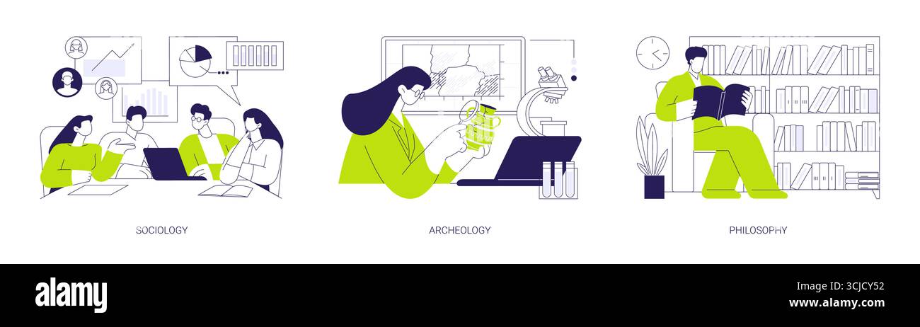 Sciences socioculturelles illustrations vectorielles isolées de dessins animés se Illustration de Vecteur