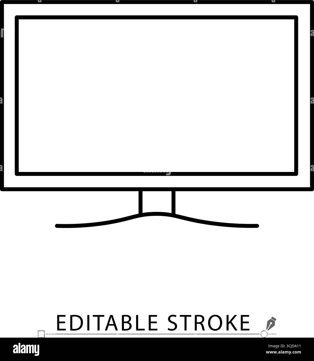 Icône de télévision à écran plat dans le style de contour. Symbole d'affichage de téléviseur moderne simple représentant le divertissement, l'électronique domestique, l'écran numérique ou le média Illustration de Vecteur