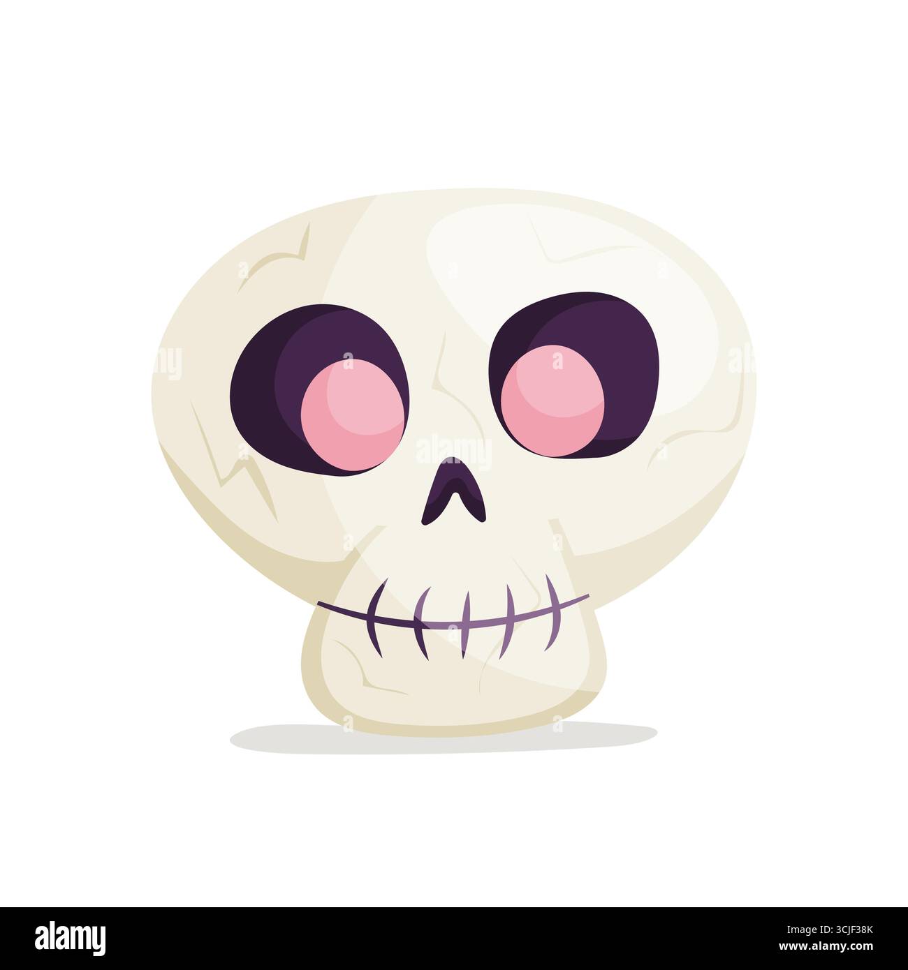 Crâne mignon avec des yeux roses Illustration de Vecteur