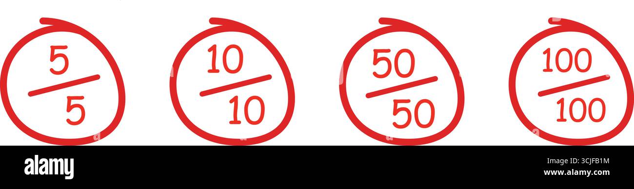 Expressions fractionnaires avec des valeurs numériques équivalentes, essentielles à des fins mathématiques et éducatives Illustration de Vecteur