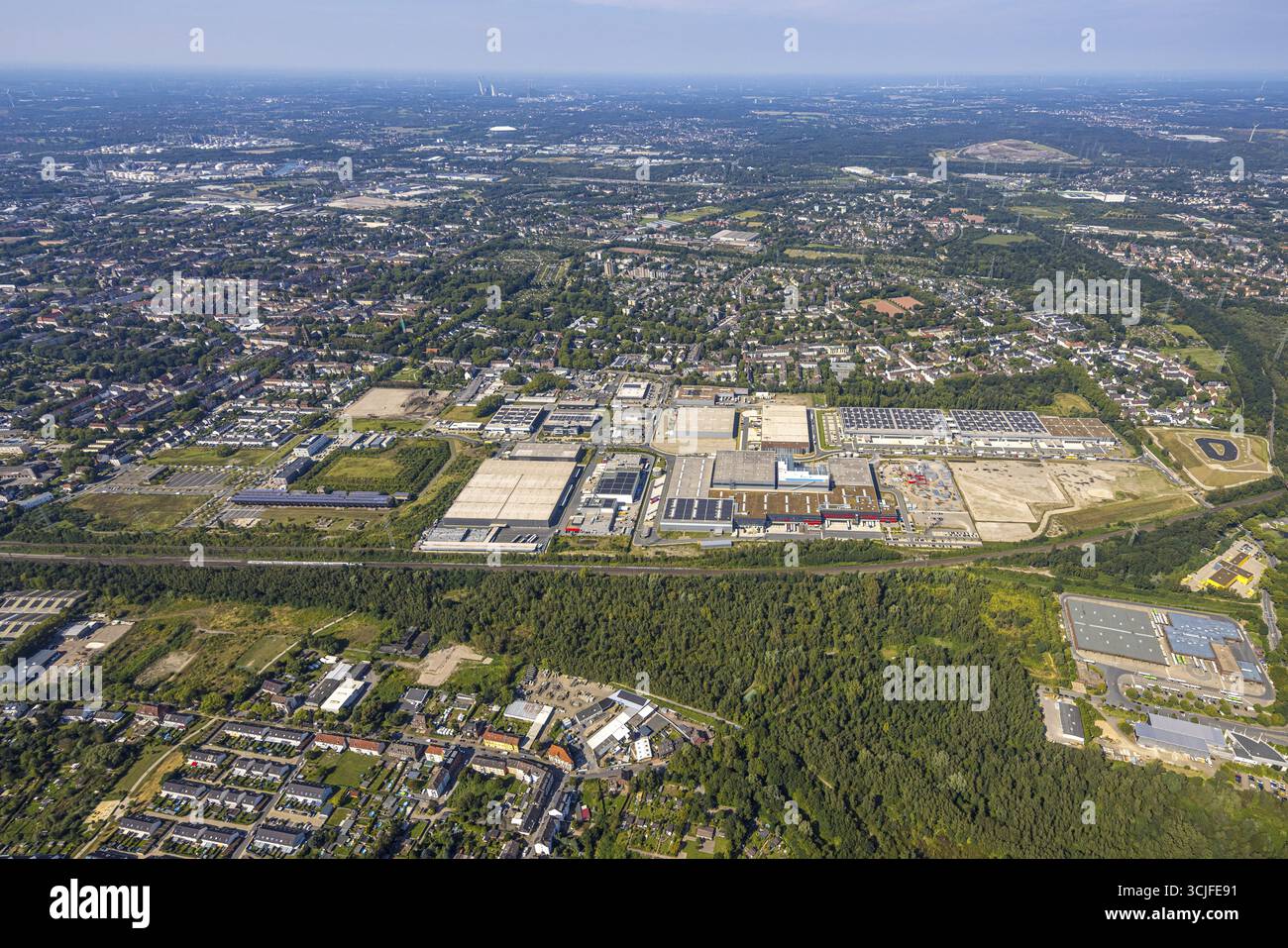 Vue aérienne, zone industrielle Schalker Verein, Europastrasse, bilstein Group, Dokas Handelsgesellschaft mbH, soute de charbon, vue lointaine, Bulmke-Huellen Banque D'Images