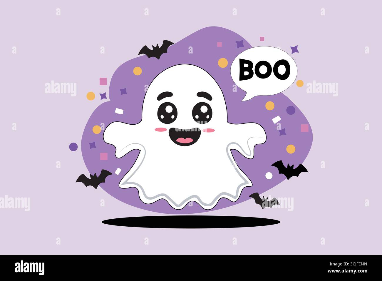 Fantôme ondulé drôle avec Boo Text Halloween illustration vectorielle. Illustration de Vecteur