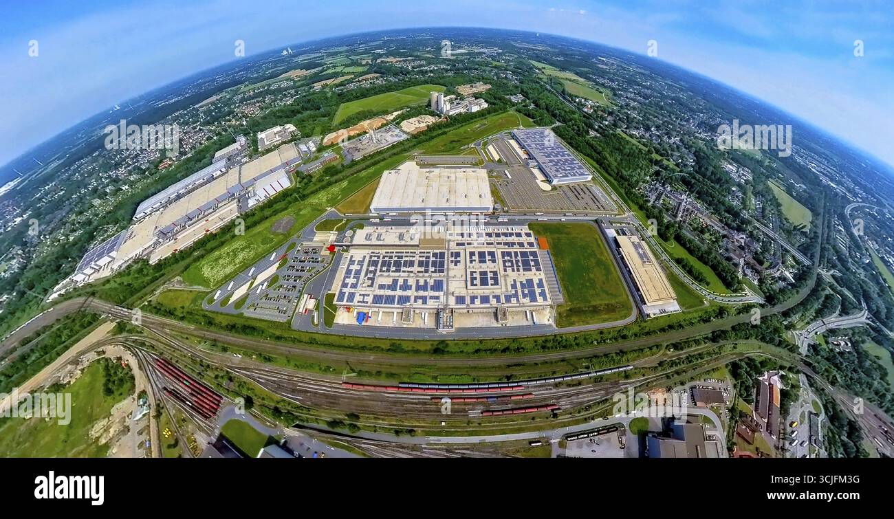 Vue aérienne, emplacement logistique Scharnhorst Walzwerkstrasse zone industrielle Westfalenhuette, avec entrepôt Rewe Dortmund Frischelogistik GmbH, cons Banque D'Images