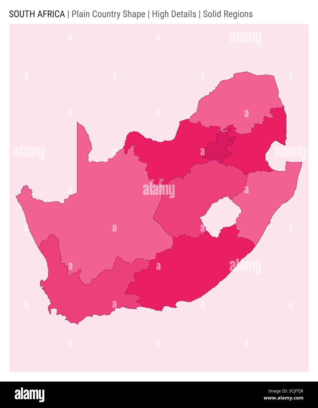 Carte du pays de la plaine de l'Afrique du Sud. Détails élevés. Style des régions solides. Forme de l'Afrique du Sud. Illustration vectorielle. Illustration de Vecteur