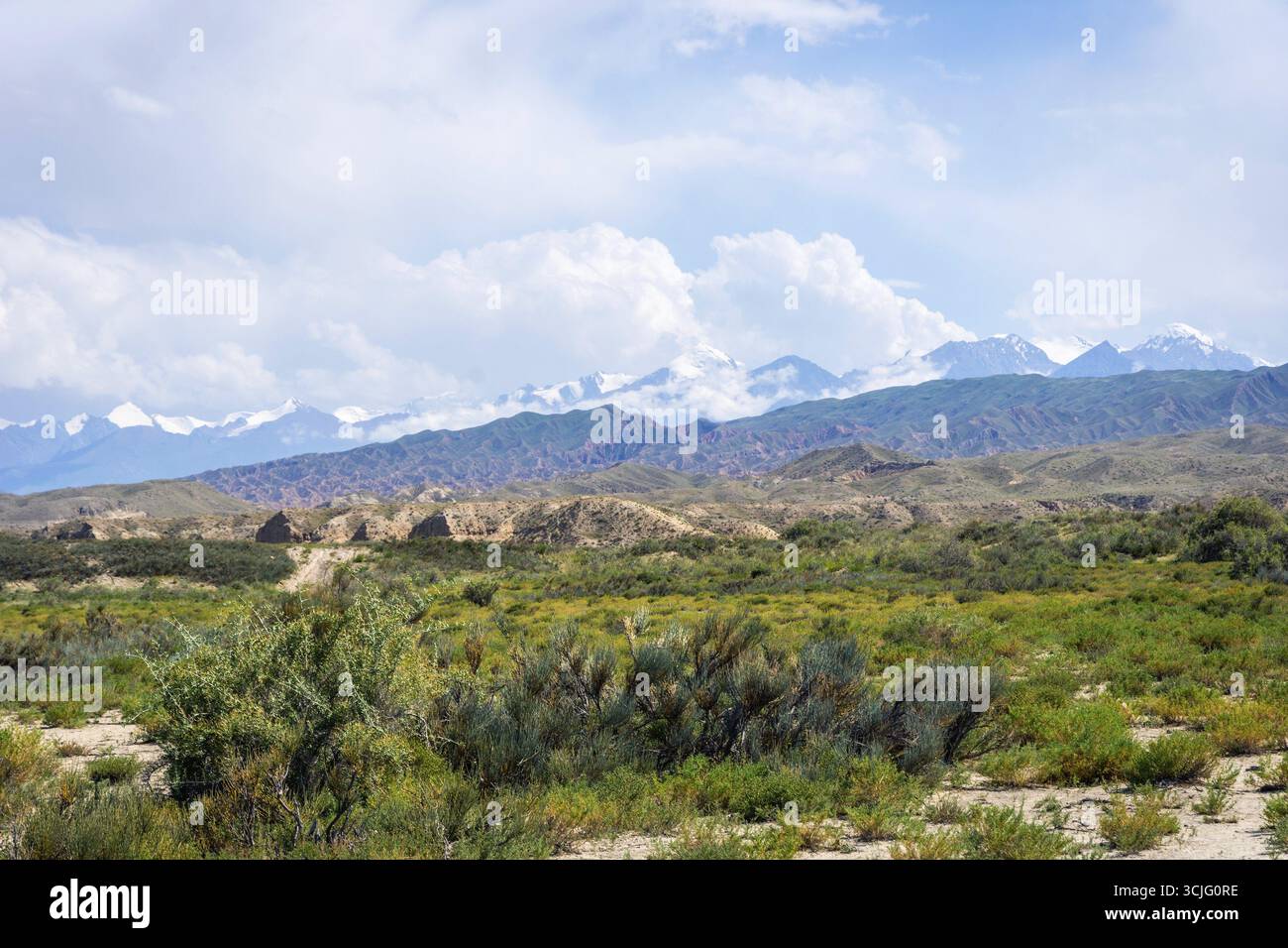 Paysages du Kirghizistan avec des montagnes à l'horizon Banque D'Images