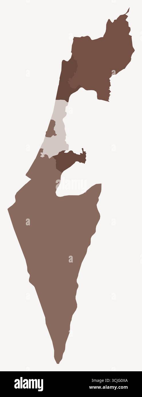 Carte d'Israël avec les régions. Juste une carte de frontière de pays simple avec division de région. Palette de couleurs marron. Illustration de Vecteur