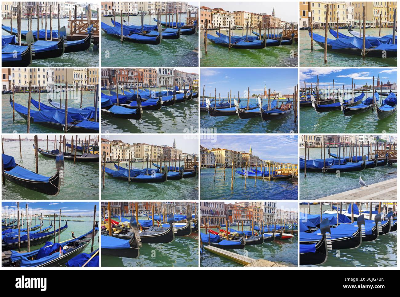 Belle vue de célèbres gondoles vénitiennes à Venise, Italie Banque D'Images