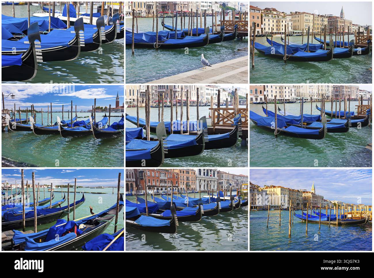 Belle vue de célèbres gondoles vénitiennes à Venise, Italie Banque D'Images