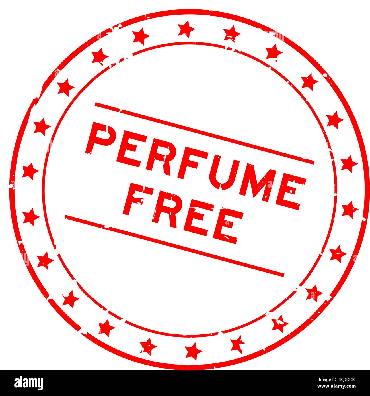 Grunge rouge parfum libre mot rond timbre de sceau sur fond blanc Illustration de Vecteur