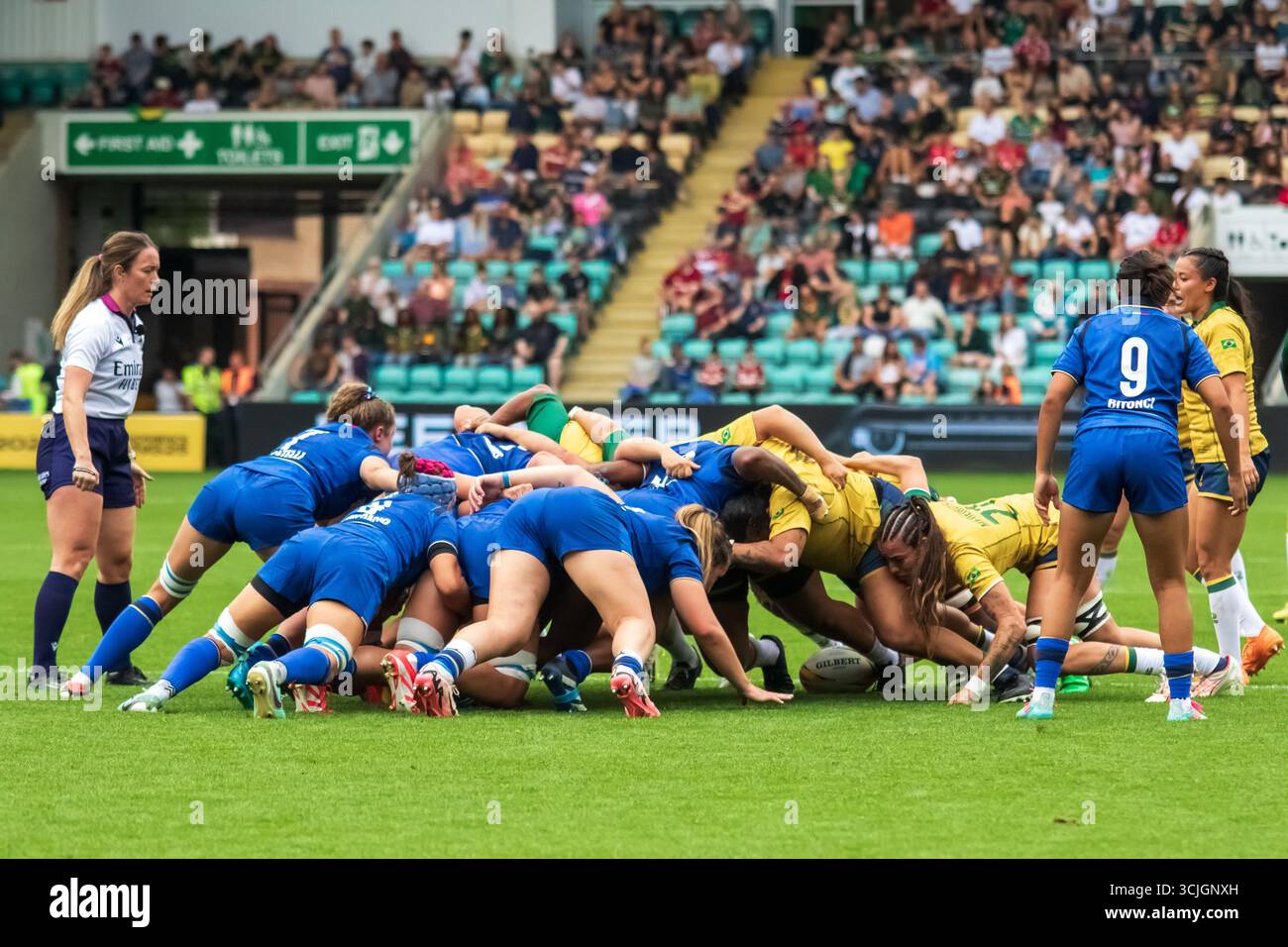 Northampton, Royaume-Uni, 7 septembre 2025 L'Italie a mis la mêlée brésilienne sous pression dans la poule d, Coupe du monde de rugby féminin, Cinch Stadium, Franklins Gardens, Northampton, Royaume-Uni. Alex Williams / Alamy Live News Banque D'Images