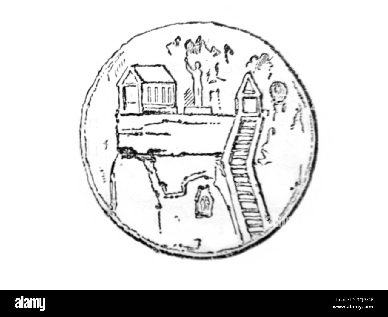 Illustration d'une pièce athénienne représentant l'Acropole du XIXe siècle antique la Sainte Bible contenant l'ancien et le Nouveau Testament avec Explanato Banque D'Images