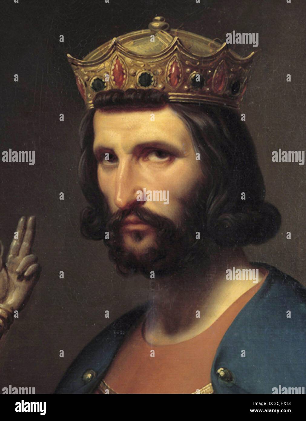 Charles de Steuben : Roi Hugues de France - ce tableau appartient aux Portraits des Rois de France, une série de portraits commandés entre 1837 et 1838 par Louis Philippe Ier et peints par divers artistes pour le Musée historique de Versailles. - Banque D'Images