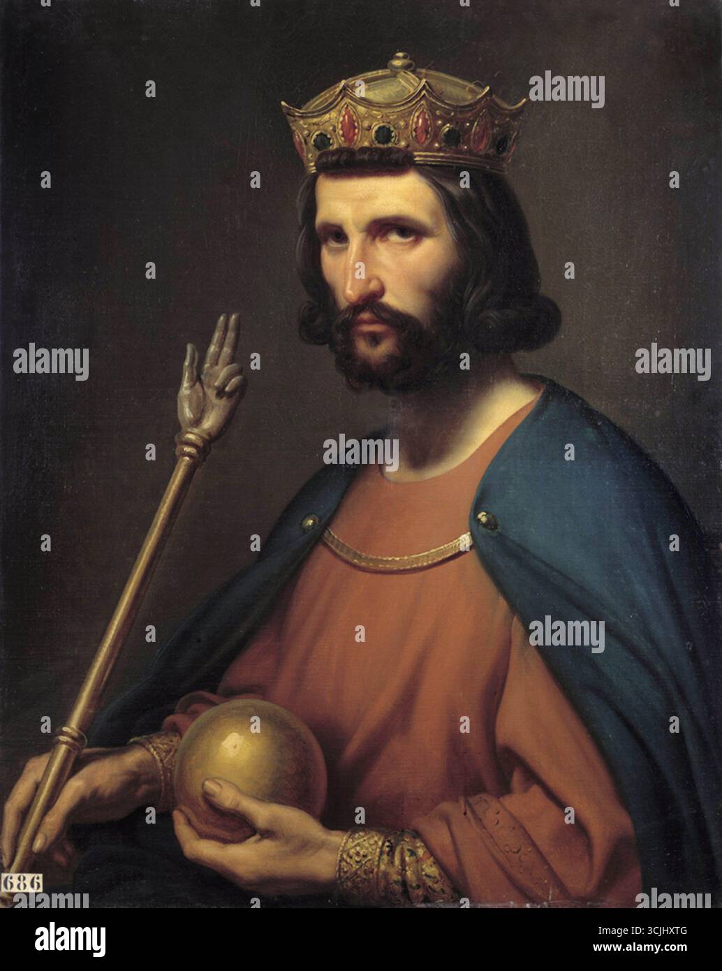 Charles de Steuben : Roi Hugues de France - ce tableau appartient aux Portraits des Rois de France, une série de portraits commandés entre 1837 et 1838 par Louis Philippe Ier et peints par divers artistes pour le Musée historique de Versailles. - Banque D'Images