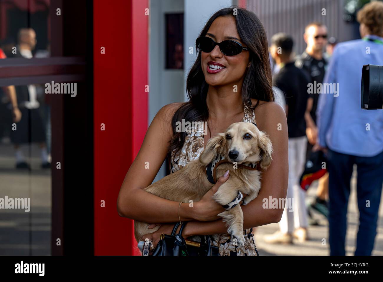 Monza, Italie, 07 Sep 2025, Alexandra Saint Mleux, la petite amie de Charles Leclerc présente à la journée du Grand Prix d'Italie 2025, qui se déroule à Monza, en Italie. Crédit : Michael Potts/Alamy Live News Banque D'Images