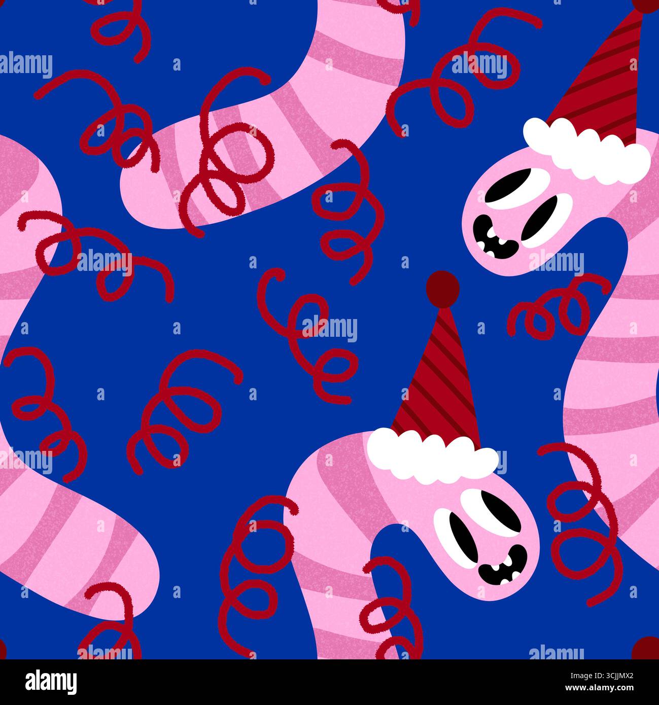 Chenilles de Noël pour enfants modèle sans couture vers pour tissus et textiles et emballages et linge de maison et papier d'emballage d'hiver Banque D'Images