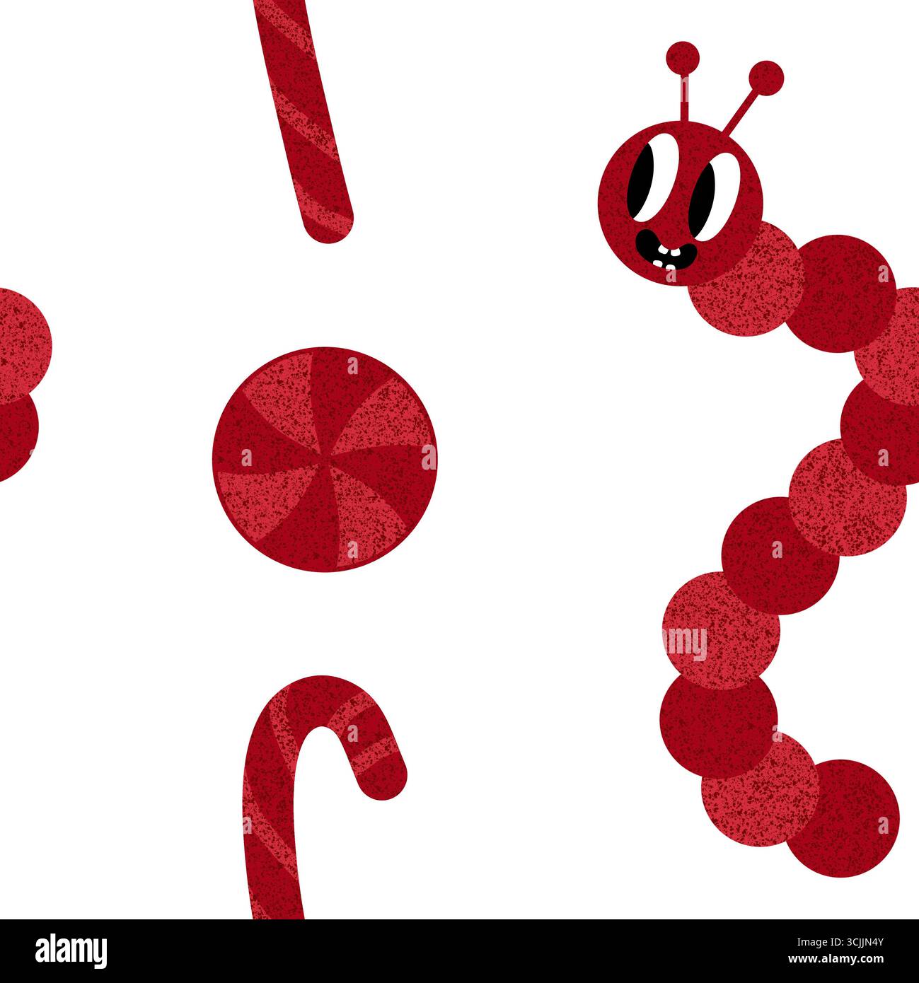 Chenilles de Noël pour enfants modèle sans couture vers pour tissus et textiles et emballages et linge de maison et papier d'emballage d'hiver Banque D'Images