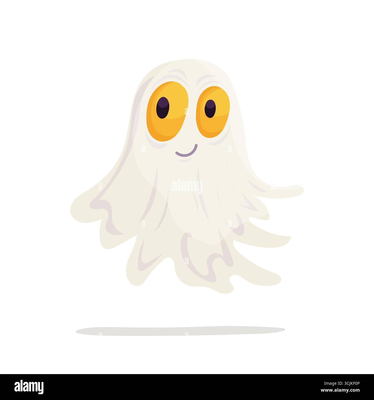 Fantôme mignon avec de grands yeux jaunes Illustration de Vecteur