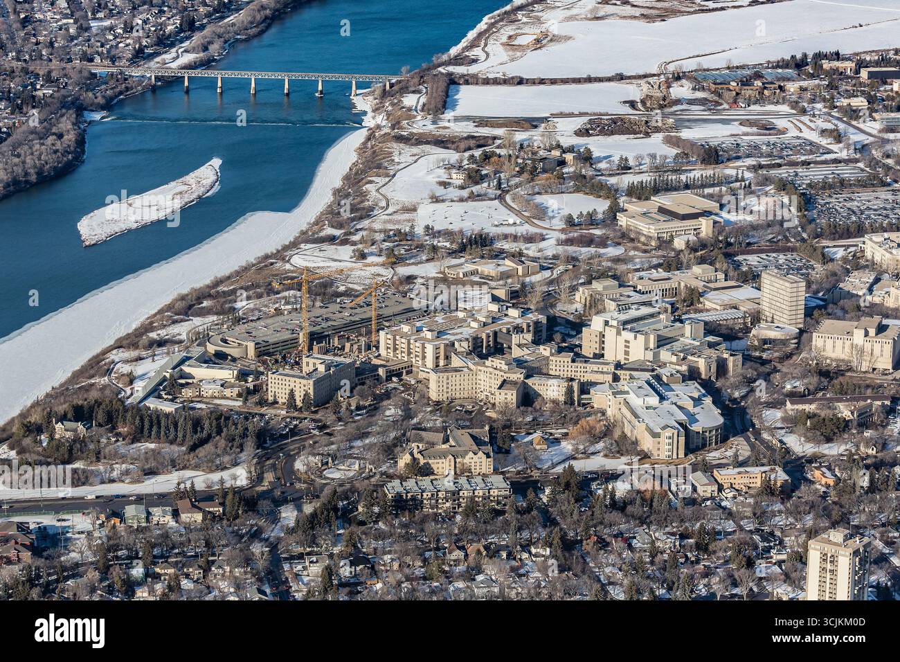 Vue aérienne de la région de Saskatoon de l'Université de la Saskatchewan. 26 février 2016 Banque D'Images