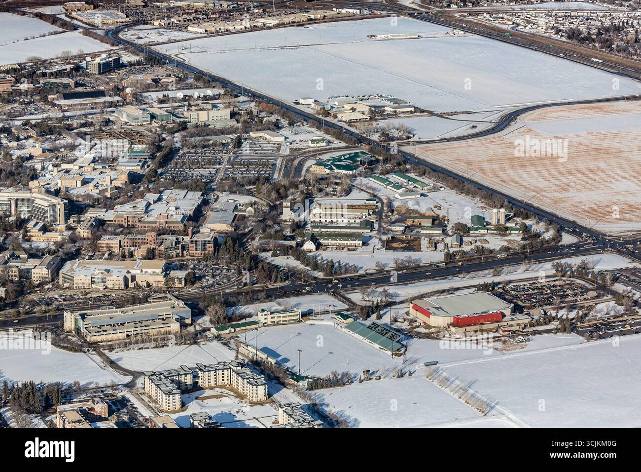 Vue aérienne de la région de Saskatoon de l'Université de la Saskatchewan. 26 février 2016 Banque D'Images