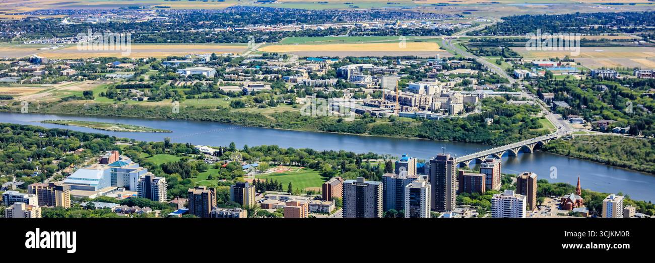 Vue aérienne de la région de Saskatoon de l'Université de la Saskatchewan. 20 août 2016 Banque D'Images