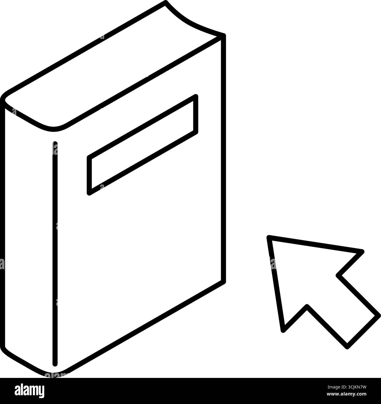 Livre d'apprentissage en ligne avec flèche icône de ligne simple isométrique, noir et blanc, illustration vectorielle Illustration de Vecteur