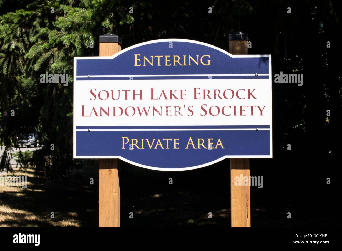 South Lake Errock Landowner's Society signe sur Hodgkin Road à Deroche, Mission, Colombie-Britannique, Canada Banque D'Images