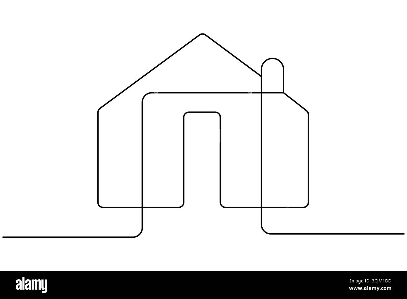 Maison de dessin à la main dessin continu d'une ligne et style minimaliste isolent l'illustration vectorielle de contour Illustration de Vecteur