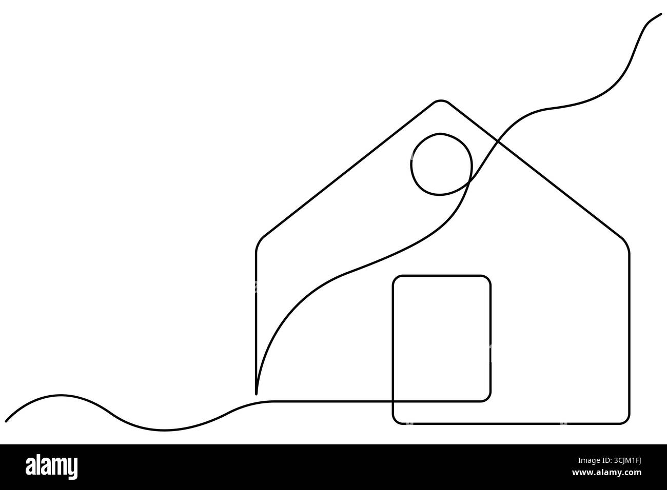 Maison de dessin à la main dessin continu d'une ligne et style minimaliste isolent l'illustration vectorielle de contour Illustration de Vecteur