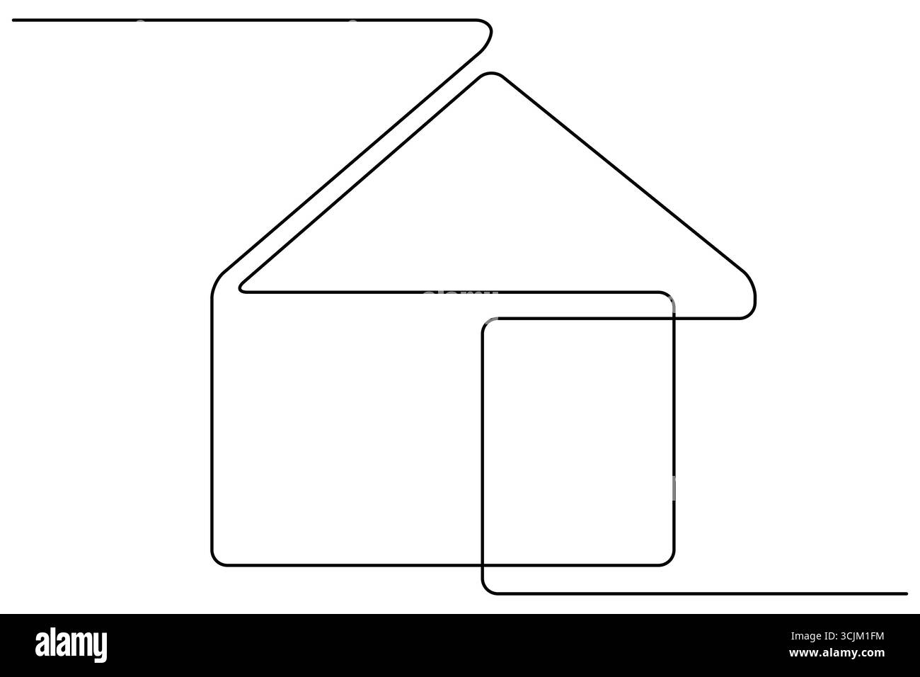 Maison de dessin à la main dessin continu d'une ligne et style minimaliste isolent l'illustration vectorielle de contour Illustration de Vecteur