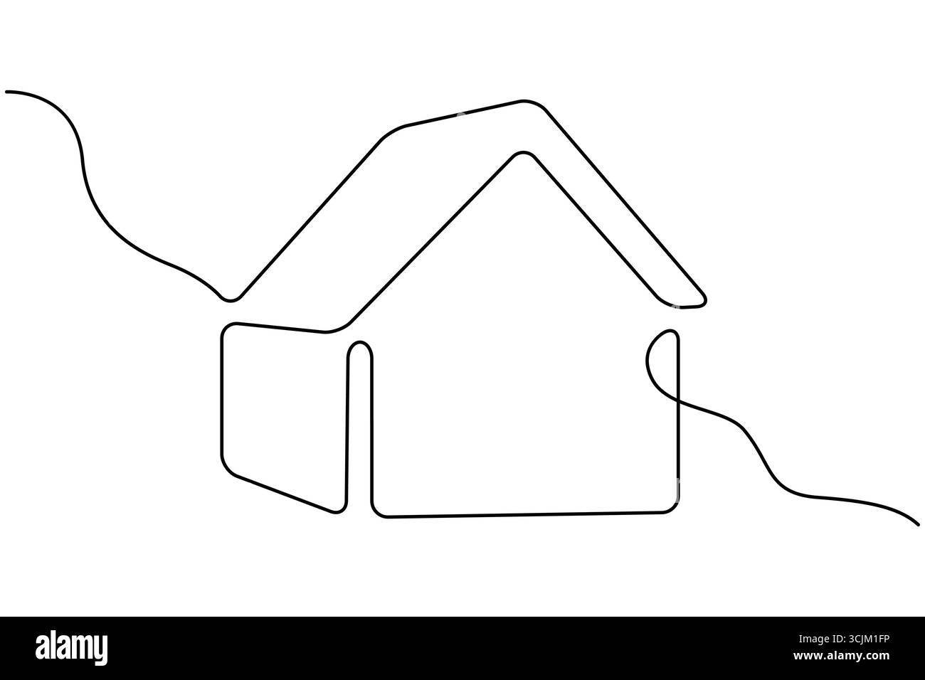 Maison de dessin à la main dessin continu d'une ligne et style minimaliste isolent l'illustration vectorielle de contour Illustration de Vecteur