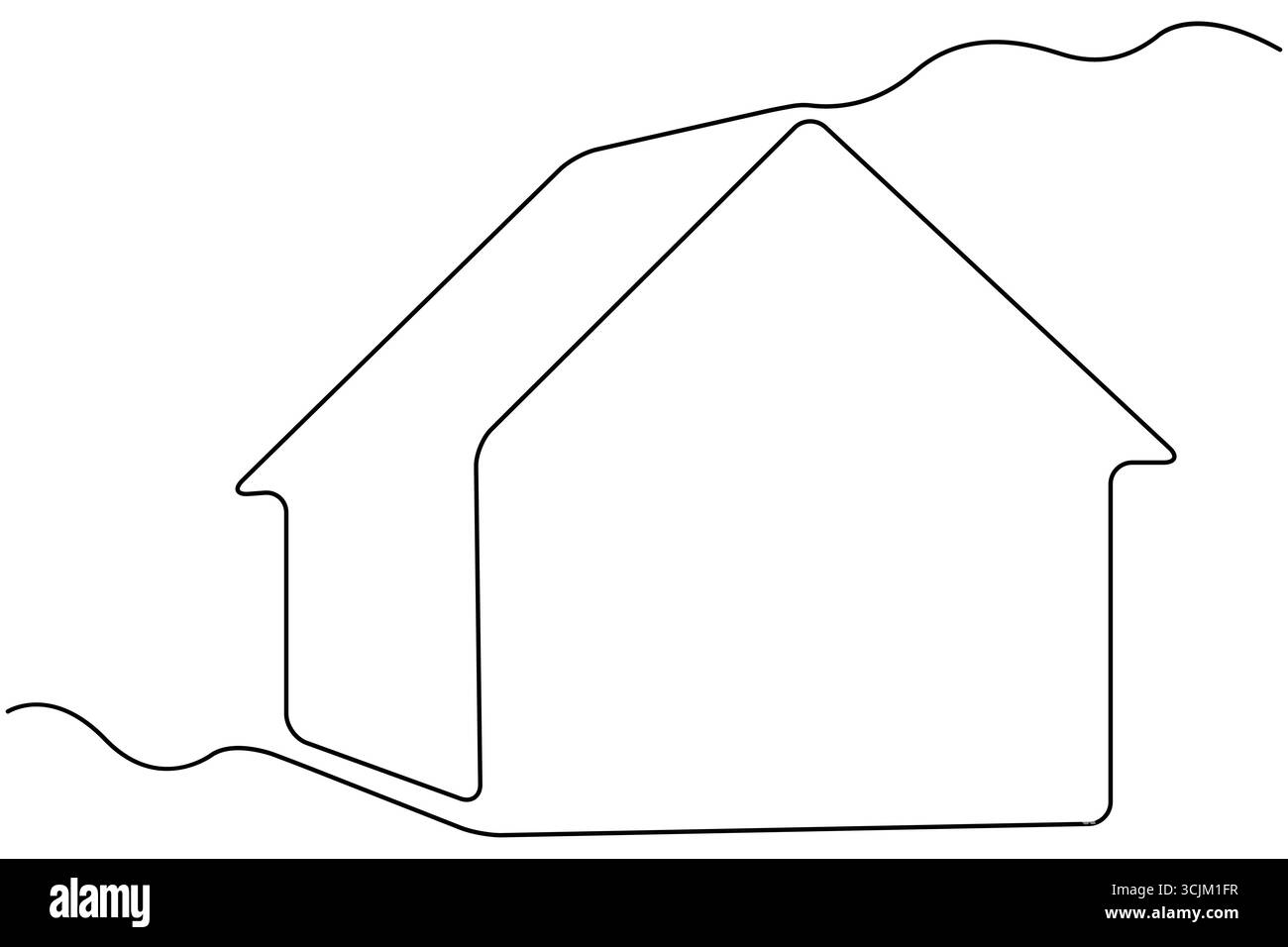 Maison de dessin à la main dessin continu d'une ligne et style minimaliste isolent l'illustration vectorielle de contour Illustration de Vecteur