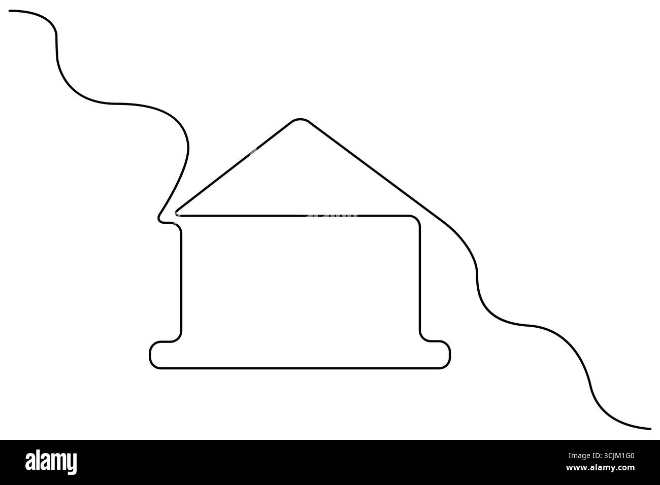 Maison de dessin à la main dessin continu d'une ligne et style minimaliste isolent l'illustration vectorielle de contour Illustration de Vecteur