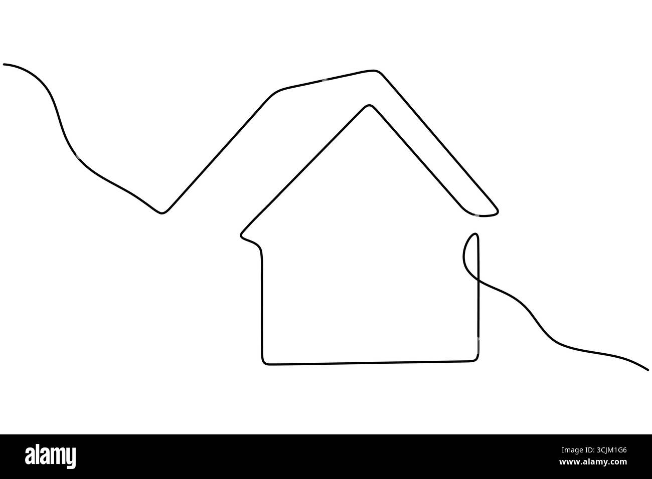 Maison de dessin à la main dessin continu d'une ligne et style minimaliste isolent l'illustration vectorielle de contour Illustration de Vecteur