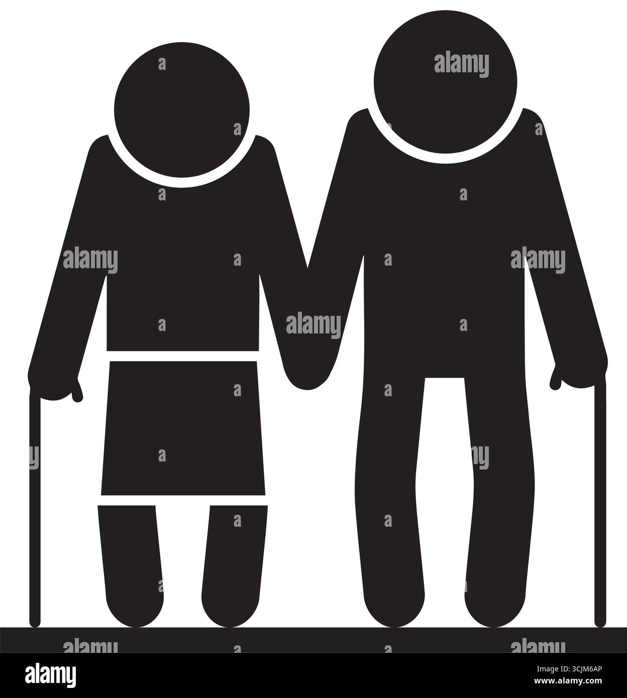 icône de silhouette de couple de grands-parents Illustration de Vecteur