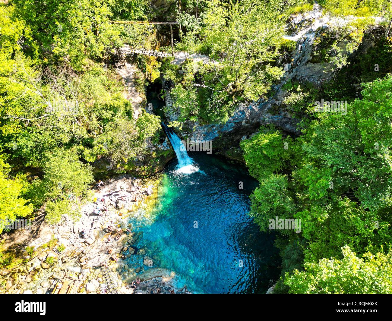 Une vue aérienne de Waterfall dans la forêt luxuriante Banque D'Images