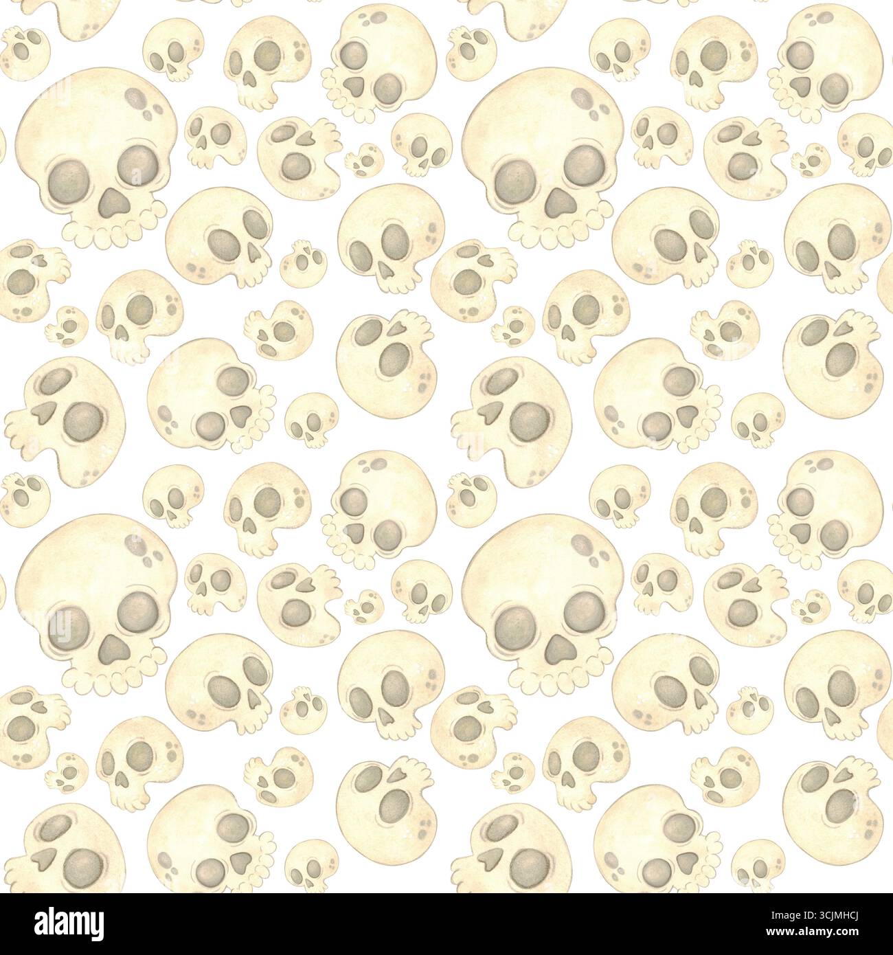 Modèle sans couture avec des crânes de différentes formes Banque D'Images