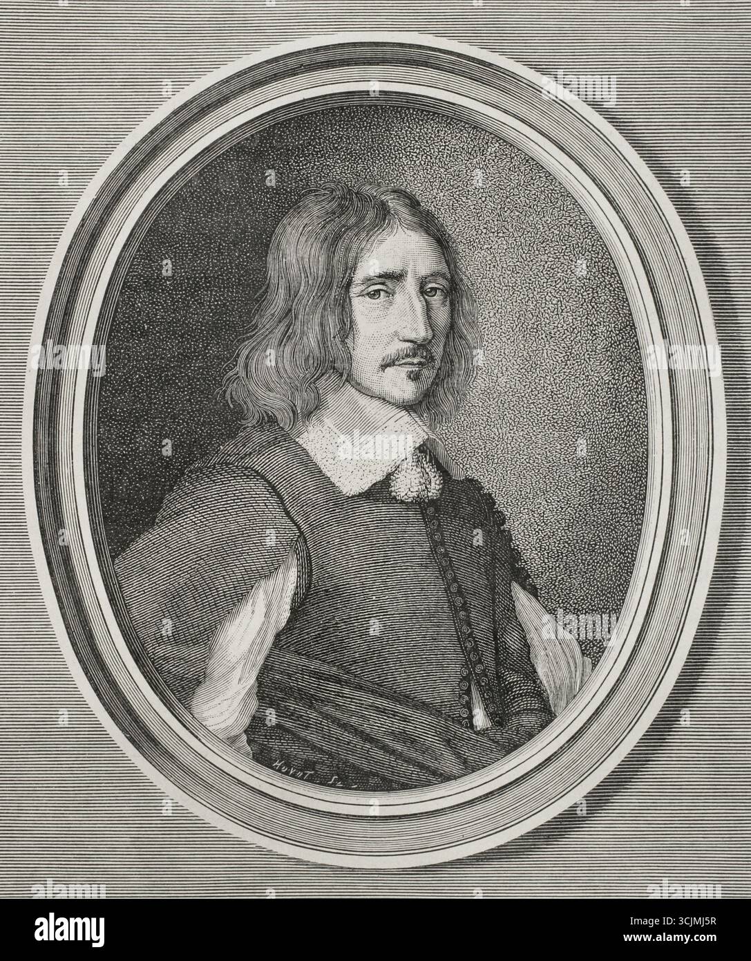Georges de Scudéry (1601-1667) Dramaturge, romancier et poète français. Portrait. Gravure de Huyot d'après Robert Nanteuil (1623-1678). XVIIe siècle : lettres, sciences et arts, France 1590-1700 (XVIIe siècle : lettres, sciences et arts), par Paul Lacroix. Publié à Paris par librairie de Firmin-Didot et Cie, 1882. Banque D'Images
