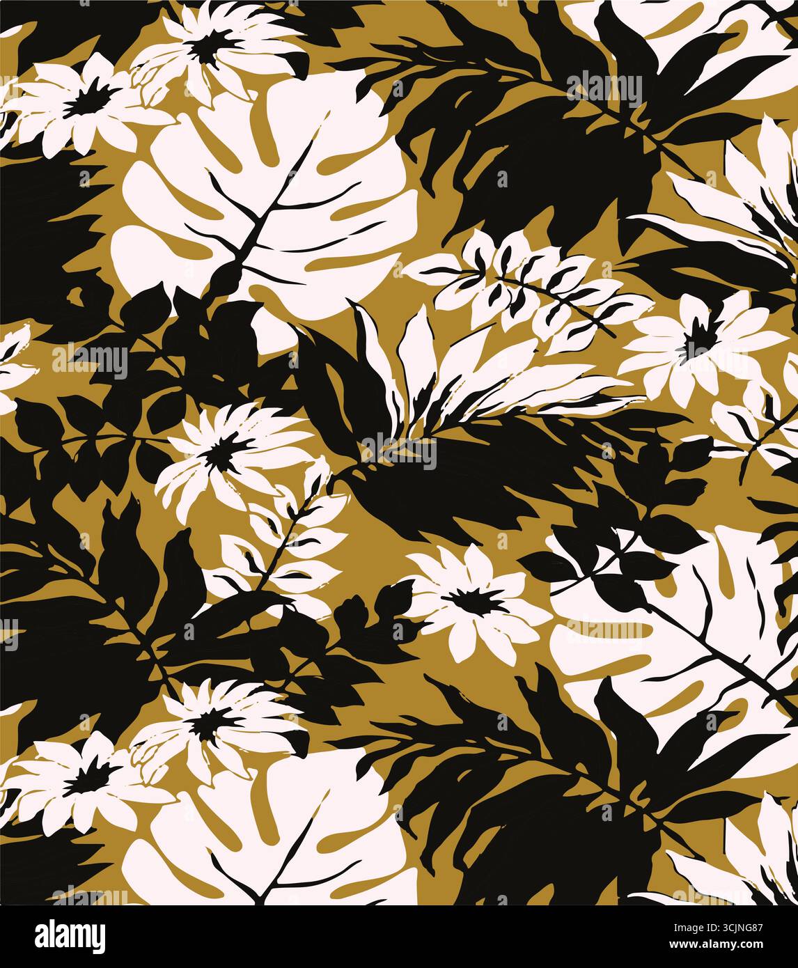 Modèle sans couture créatif abstrait avec des plantes tropicales et un fond artistique, ethnique, feuilles, feuille, modèle sans couture Illustration de Vecteur