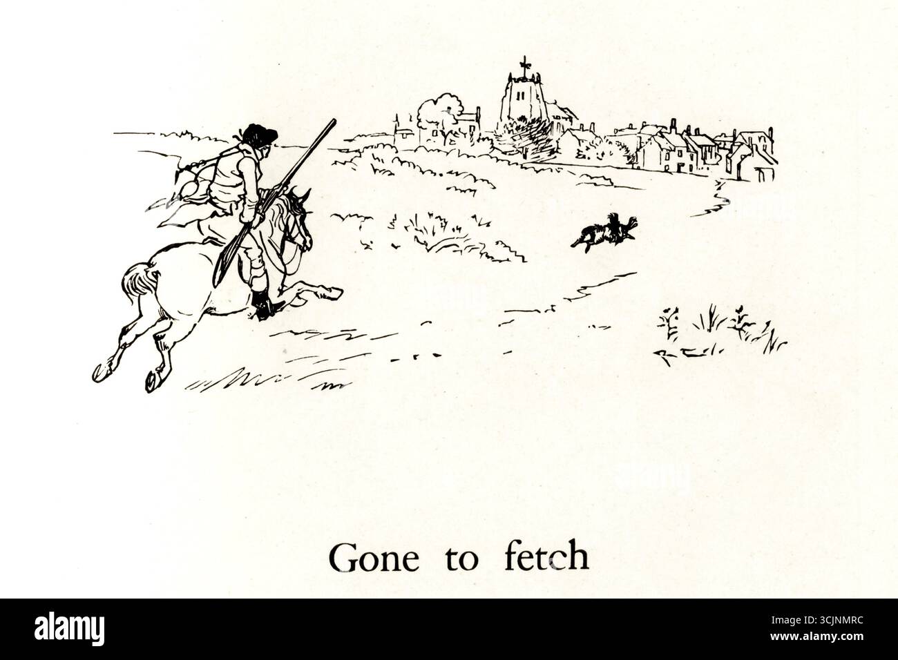 Bye, Baby Bunting, / Papa's [Father's] Gone a-Hunting, / Alone to get a skin / to wrap the Baby Bunting dedans. Illustré par Randolph Caldecott, publié en 1882 Banque D'Images