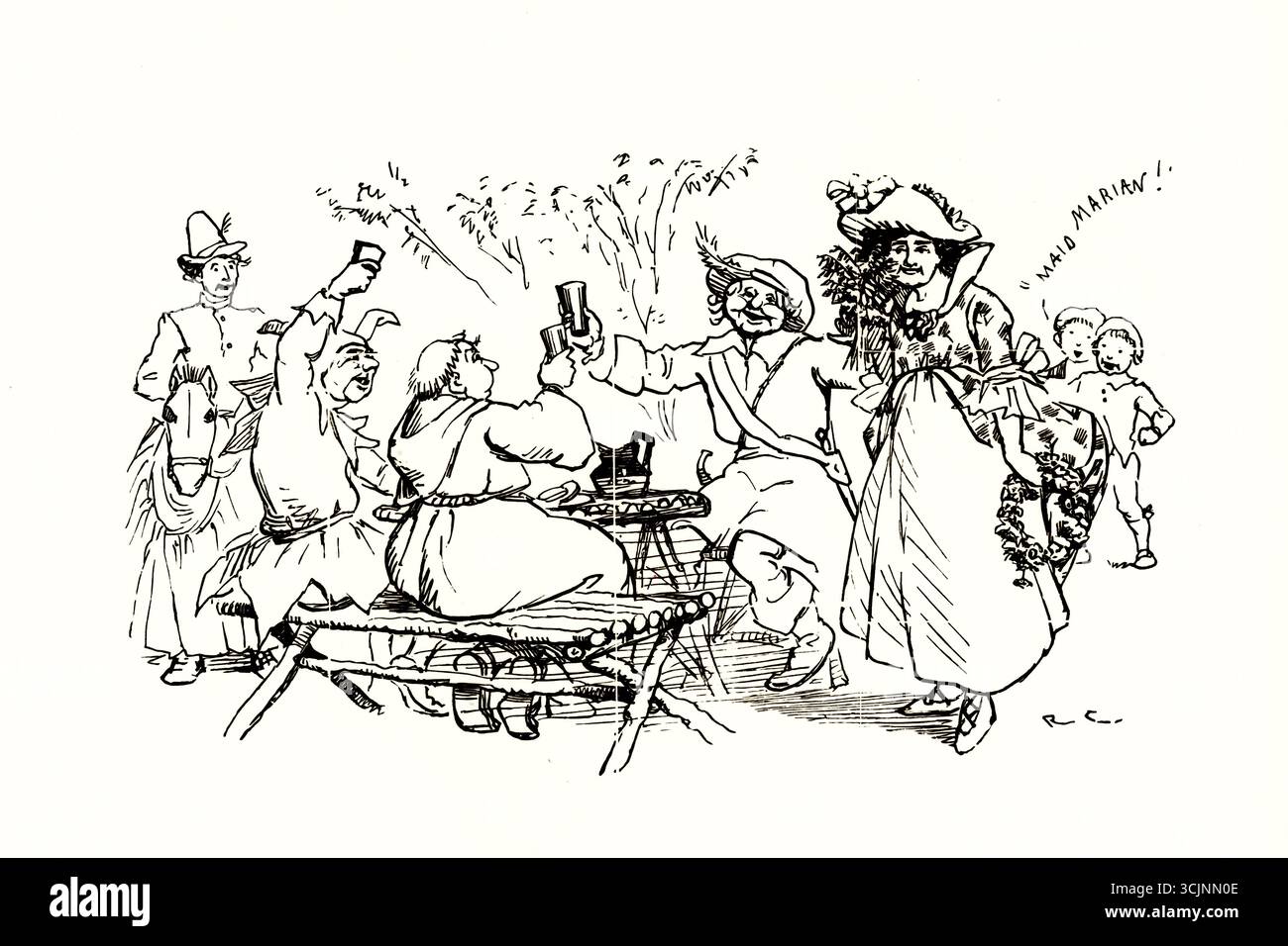 Venez les hommes et les femmes, prenez congé de vos papas, et partez au pôle mai, hé, car chacun d`entre eux a une elle, avec un menstruel debout. Car Willy a eu son Jill, et Johnny a eu son Jone, pour le secouer, le secouer, le secouer, le secouer, Jigg de haut en bas. Viens, lassins et mecs, prends congé de tes papas, et éloigne-toi de la Maypole Hie ; car ev'ry Fair y a une amie, et le violoniste est là. Alors Willie dansera avec Jane, et Johnny aura sa Jeanne, et chaque femme de chambre la fera trébucher, la fera trébucher de haut en bas. Banque D'Images