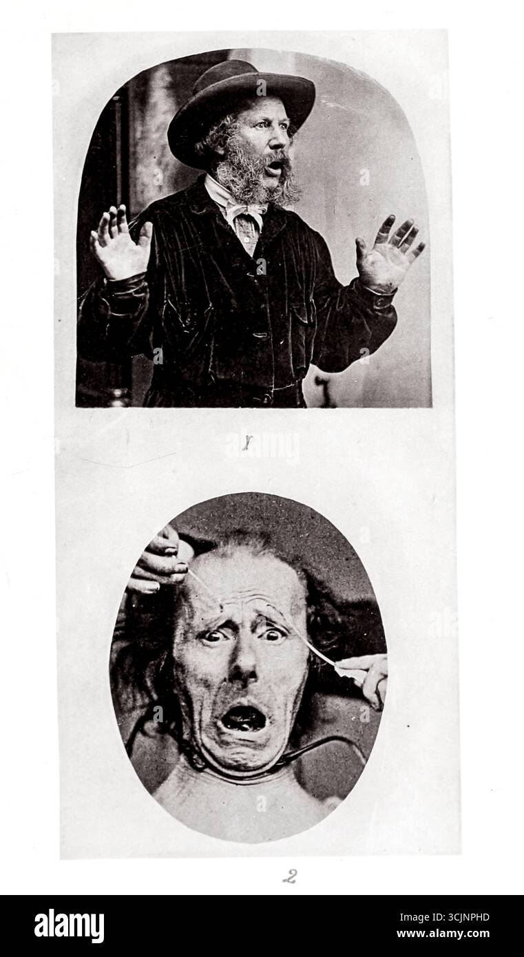 Peur tirée du livre ' L'expression des émotions dans l'homme et les animaux ' par Darwin, Charles, 1809-1882 date de publication 1873 Banque D'Images