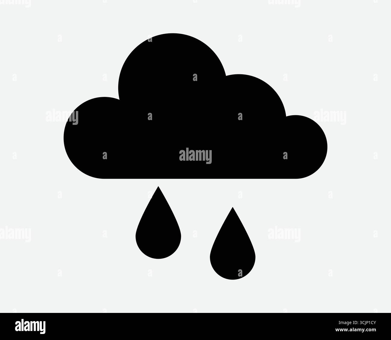 Nuage icône pluie saison pluie Météo humide jour nuageux tempête orage ouragan catastrophe Prévisions climatiques gouttes de pluie Rizzle Noir Silhouette forme Illustration de Vecteur