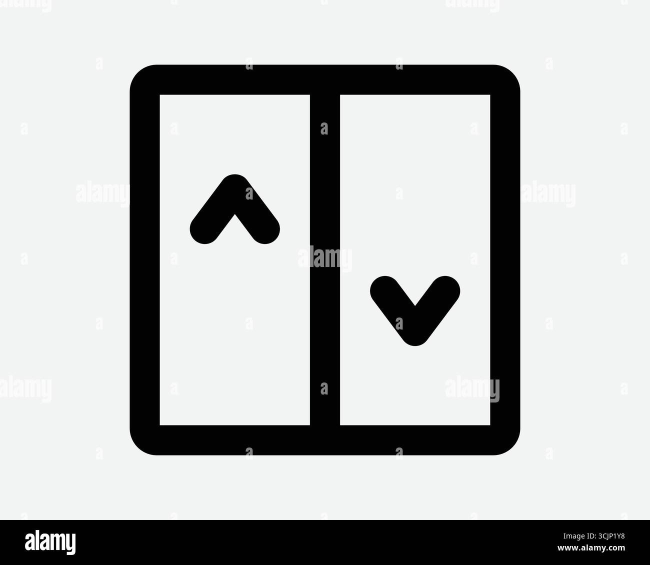 Icône de ligne d'ascenseur avec flèche vers le haut vers le bas. Délimitez le symbole graphique de l'ascenseur avec des flèches pointant vers la descente ascendante pour les étages de l'immeuble de bureaux dans le hall Illustration de Vecteur