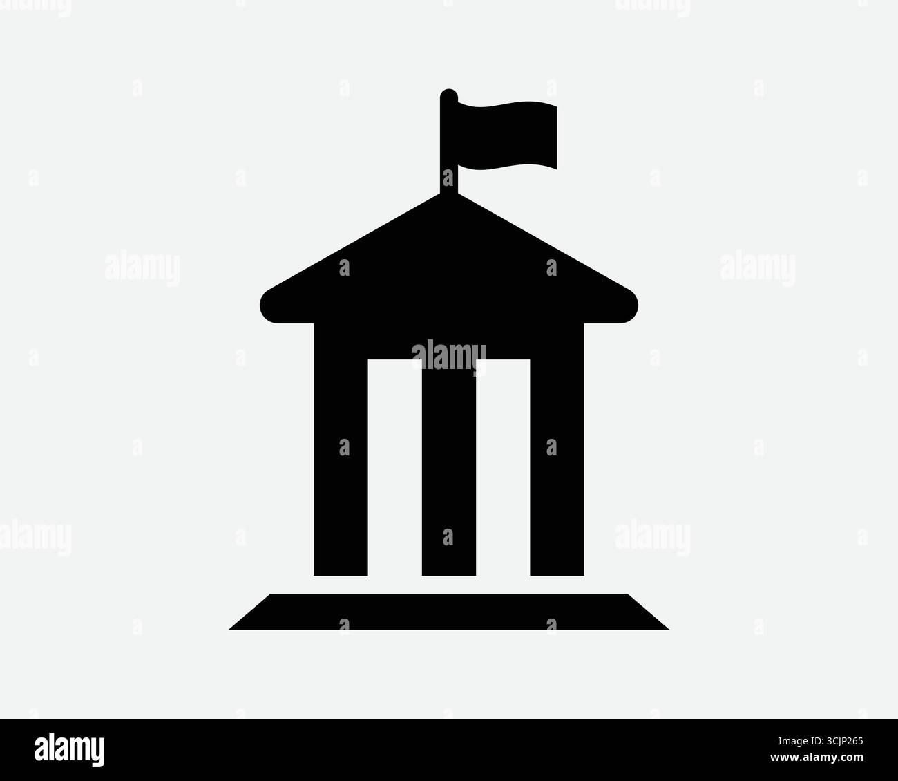 Édifice du gouvernement avec icône de drapeau Palais de justice Bibliothèque de la Cour Banque institution publique Collège structure de l'enseignement universitaire Roman Pillar Landmark Sign Illustration de Vecteur