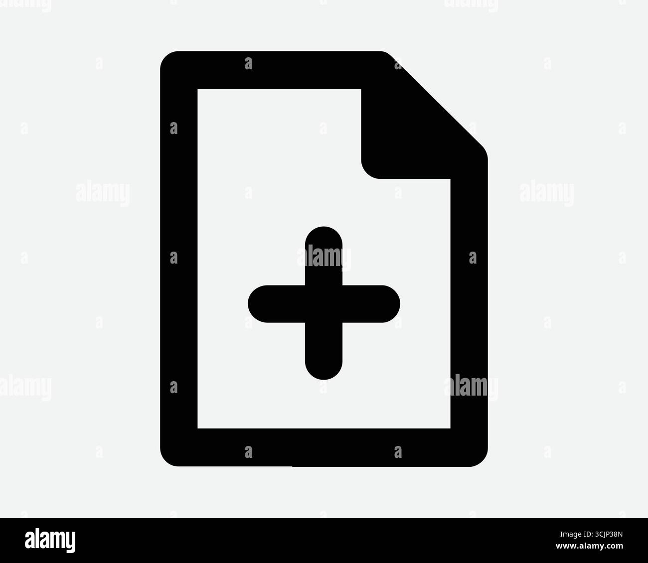 Nouvelle ligne de fichier icône Ajouter une page contour du document symbole plus signe dossier documents supplémentaires forme noire graphisme Clipart papier Note bloc-notes Applicatio Illustration de Vecteur