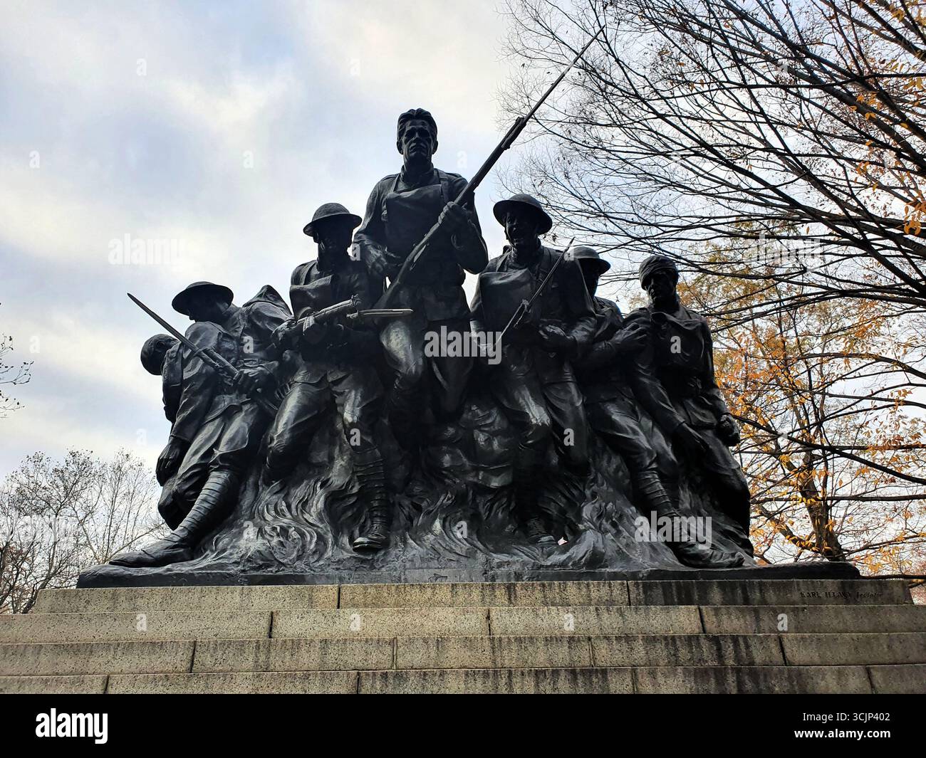 Mémorial du septième régiment, cent septième infanterie des États-Unis ; statue patriotique pour les soldats américains pendant la première Guerre mondiale, Central Park, New York Banque D'Images