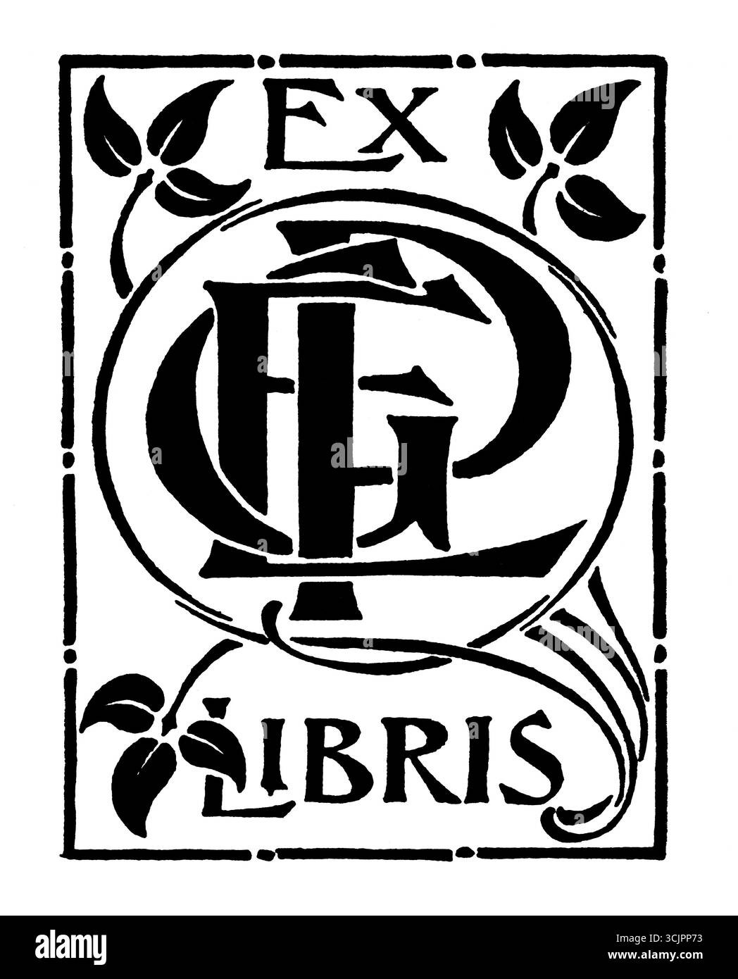Ill2284 1906 EGP initiales Personal Monogram Bookplate conception précoce par Edgar George Perman, concepteur de cartes souterraines de Londres Banque D'Images