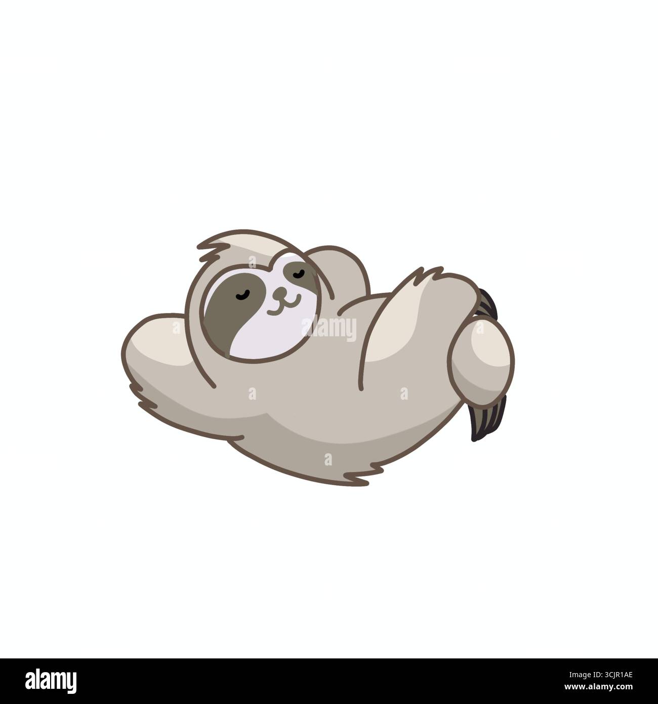 Illustration de dessin animé mignonne d'un paresseux reposant dans son habitat tropical naturel. Conçu dans un style amusant et paisible Banque D'Images