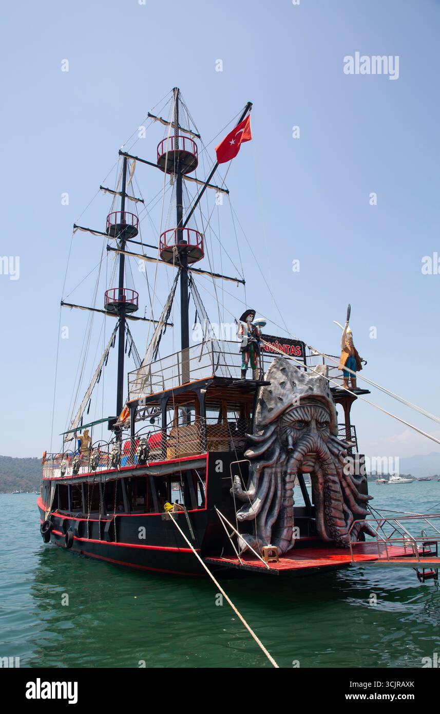 Bateau d'excursion, Fethiye Marina, Fethiye, Province de Mugla, Turquie Banque D'Images